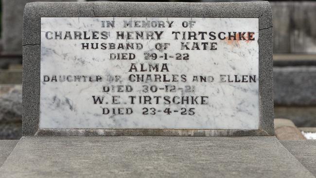 The Brighton cemetery gravestone of murder victim Alma Tirtschke, 12.