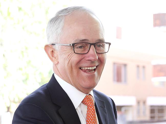 Australian Prime Minister Malcolm Turnbull arrives at the Sydney Children's Hospital at Randwick, Thursday, Nov. 3, 2016. Mr Turnbull has announced $20 million in funding to fight childhood cancers. (AAP Image/News Corp Australia Pool, Carly Earl) NO ARCHIVING