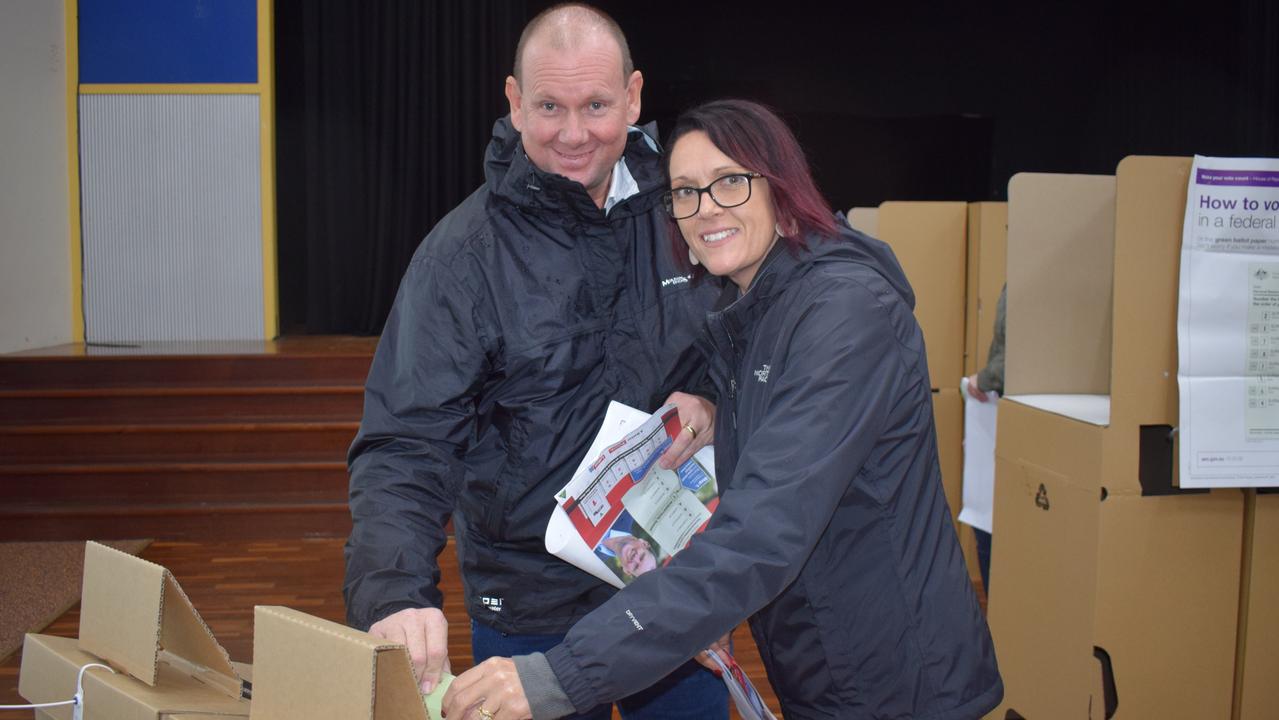 Russell and Denise Robertson at North Rockhampton State High School on May 21, 2022. Picture: Aden Stokes