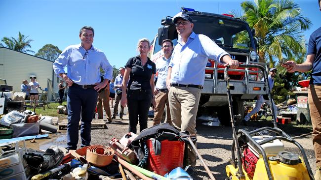 Prime Minister Scott Morrison visits Stoney Aqua Park at Telegraph Point to see the damage left by the March 2021 floods. Nathan Edwards
