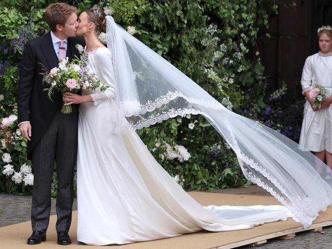 The newlyweds exchanged a kiss right before the chaos unfolded. Picture: Chris Jackson/Getty Images