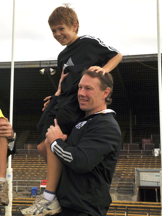 Gavin Brown with a young Callum Brown at Victoria Park in 2010.