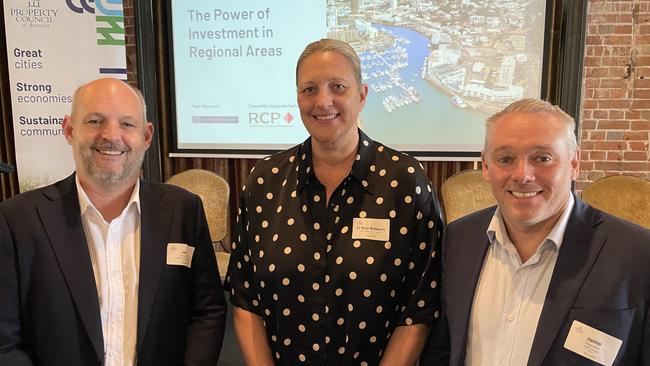 Insights were provided by Councillor Suzy Batkovic, FGH Group's Jamie Fitzpatrick, and Cowboys Football Club's Jeff Reibel at the Property Council of Australia’s The Power of Investment In Regional Areas luncheon. Picture: Leighton Smith.