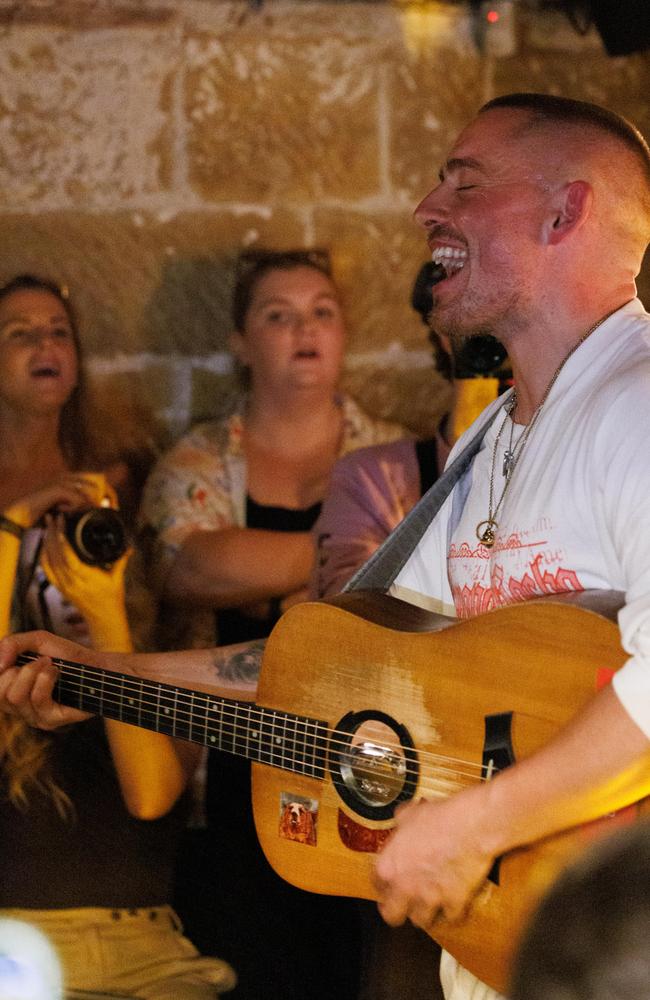 Kennedy singing at his pop-up show in Sydney last November. Picture: NCA