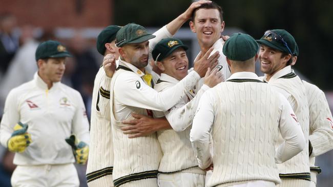 Australia's Josh Hazlewood took all four England wickets to fall on day three at Old Trafford.