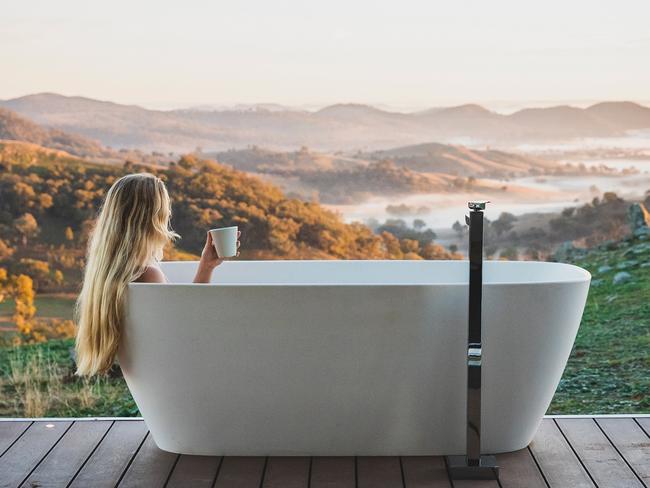 WEEKEND TELEGRAPHS SPECIAL. MUST TALK WITH PIC ED JEFF DARMANIN BEFORE PUBLISHING. ,  Woman enjoying her stay at Sierra Escape, Piambong near Mudgee.