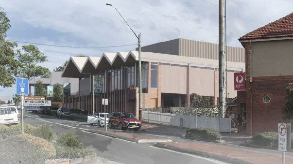 An artist impression of the community hall when viewed from River St.