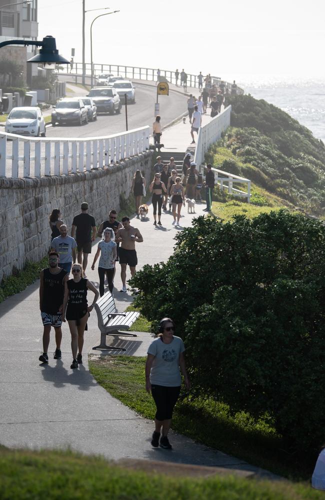 People out on the coastal walk near Bronte Beach, in Sydney on Saturday despite calls for social distancing rules.