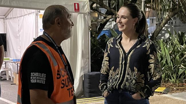 Gold Coast MP Meaghan Scanlon with a Safer Schoolies volunteer. Picture: Georgina Noack