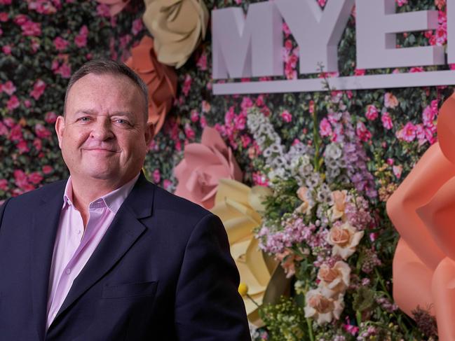 Myer CEO John King poses for a portrait prior to the Myer Spring Fashion Preview in the Mural Hall at Myer in Melbourne, Friday 30th August 2019. Picture Stefan Postles