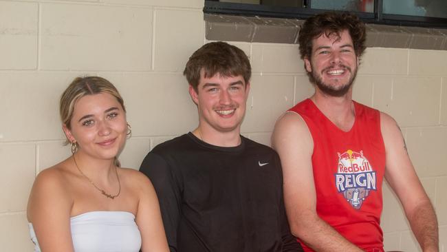 Shaylah Tighe-Holden, Dylan Watts and Aaron Davies at Mackay Gridiron vs Townsville Cyclones at West Tiger Park Walkerston. Saturday 20 January 2024 Picture:Michaela Harlow