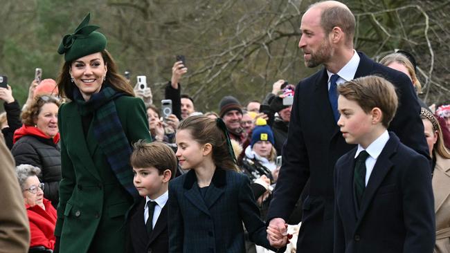 The Princess of Wales with husband Prince William and their three children, Prince Louis, Princess Charlotte and Prince George. Picture: AFP