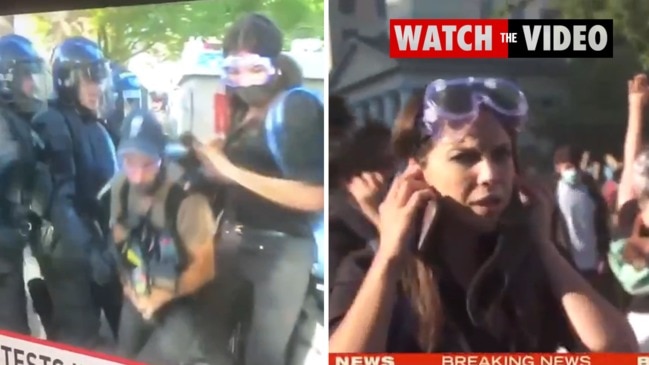 Aussie reporter knocked over by police live on air during Washington protests