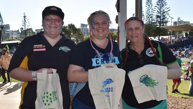 Alisha Bell, Cassandra Bell and Carol Bell at day 3 of the 2023 Caloundra Music Festival. Photo: Elizabeth Neil