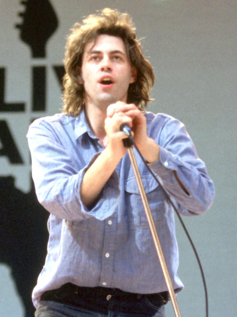 Bob Geldorf performing at the Live Aid Concert. Picture: Steve Rapport/Photoshot/Getty