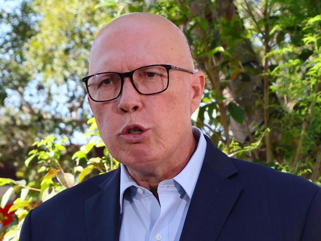 BRISBANE, AUSTRALIA - NewsWire Photos AUGUST 26, 2024: The Leader of the Opposition Peter Dutton met with local shop owners in Mitchelton in Brisbane. Picture: NewsWire/Tertius Pickard