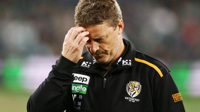 Damien Hardwick and the Tigers are under pressure. Picture: Getty Images