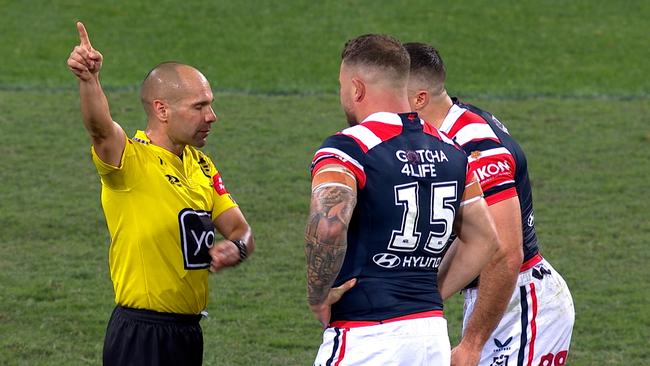 Nathan Brown was sent off. Picture: Fox Sports