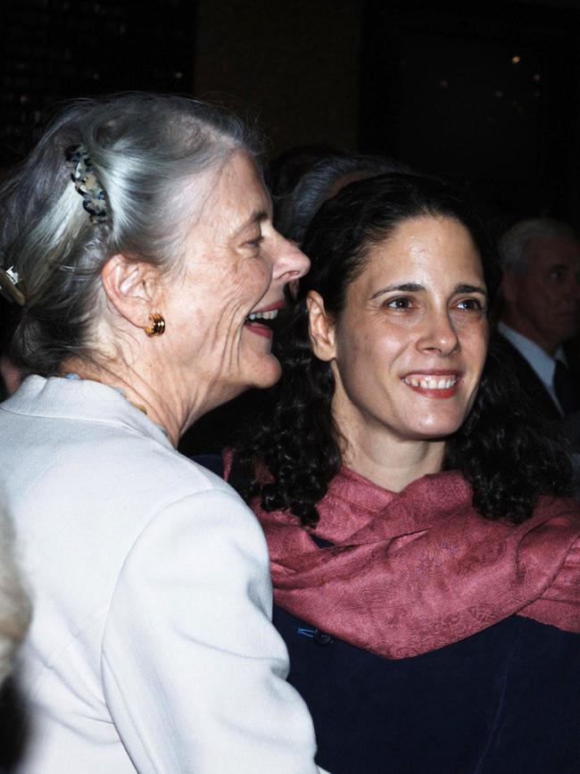 Penelope Seidler (left) with her daughter Polly arrive at the Theatre Royal for a memorial service in honour of her late husband, architect Harry Seidler in Sydney, Thursday, April 6, 2006. Picture: Dean Lewins.