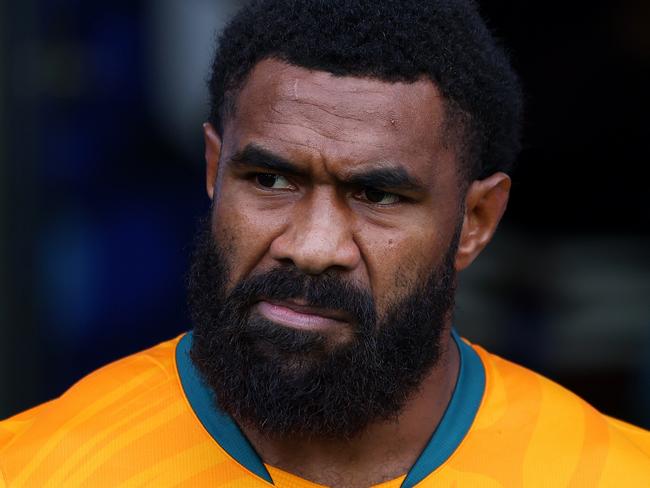 SAINT-ETIENNE, FRANCE - SEPTEMBER 17: Marika Koroibete of Australia walks out for the Rugby World Cup France 2023 match between Australia and Fiji at Stade Geoffroy-Guichard on September 17, 2023 in Saint-Etienne, France. (Photo by Chris Hyde/Getty Images)