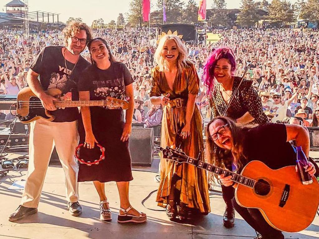 Jess Hitchcock onstage with Kate Miller Heidke (second left). Picture: jesshitchcockmusic/Instagram