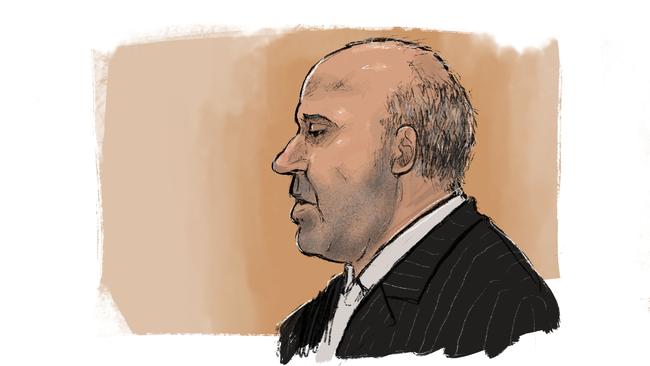 Court sketch of Tony Mokbel in court on Tuesday. Picture: Nine News