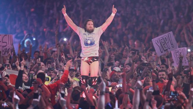 Beloved fan favourite Daniel Bryan’s return from retirement has been the WWE’s feel-good story of the year. Picture: WWE