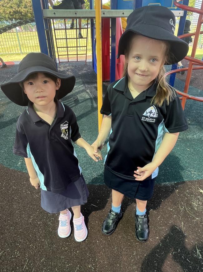 The Prep students enjoying their first day St Mary's Catholic Primary School.