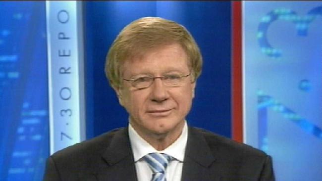 HISTORY: Long-time host of ABCTV news program 7.30 Report, Kerry O'Brien, on his last day presenting it, in Sydney on December 9, 2010, a program he fronted since 1995. O'Brien then went on to anchor the current affairs program 4 Corners in 2011. Picture: AAP/ABC TV