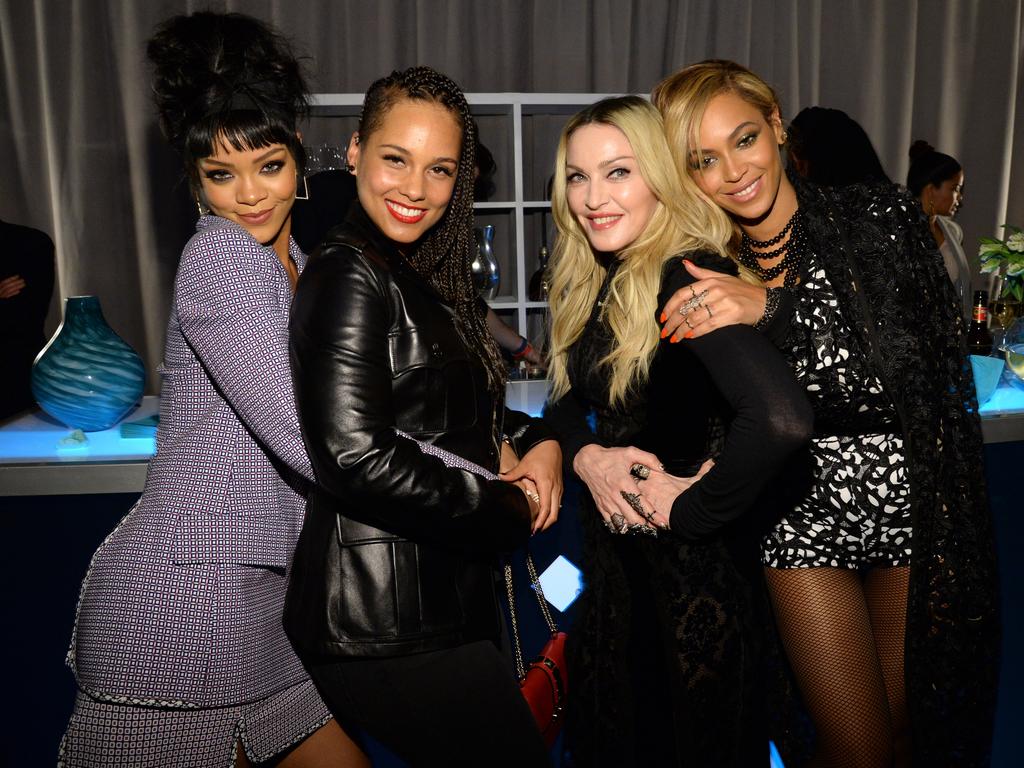 Rihanna, Alicia Keys, Madonna and Beyonce attend the Tidal launch event #TIDALforALL at Skylight at Moynihan Station in New York City. Picture: Getty