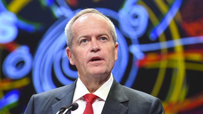 Bill Shorten speaks during the introduction of the Reconciliation Action Plan on day two of the Labor Party National Conference in Adelaide on Monday. Picture: Lukas Coch/AAP