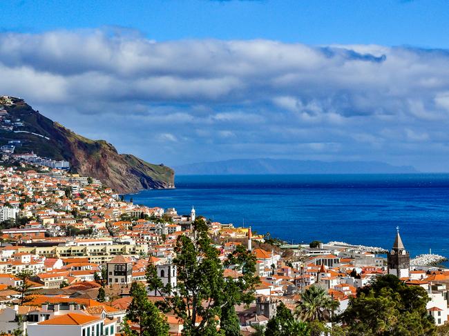 Panoramic view of Funchal, the capital city of Madeira island in Portugal.