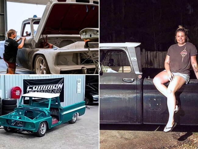 Georgina Wilkinson restoring her 1964 Chevvy C10. Picture: @that.aussie.c10