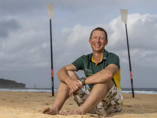 MANLY DAILY. Jason Baker is the coach of Erik Horrie para rower. He has been awarded an OAM. Jason photographed today 24th of January 2020 on South Curl Curl Beach.  (AAP/Image Matthew Vasilescu)