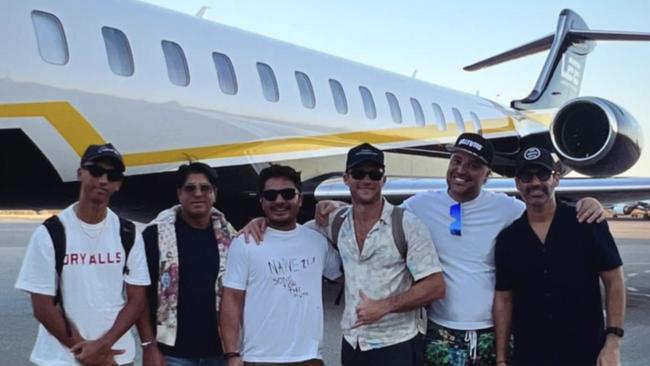 Hollywood star Scott Eastwood jetted into WA from Byron Bay with Perth billionaire Laurence Escalante and movie producer Maurice Fadida.