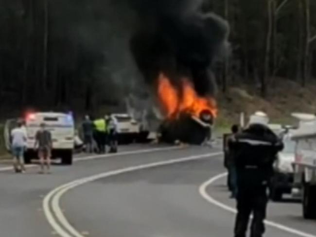 Scene of the the Princes Highway Crash. Picture: Nine News