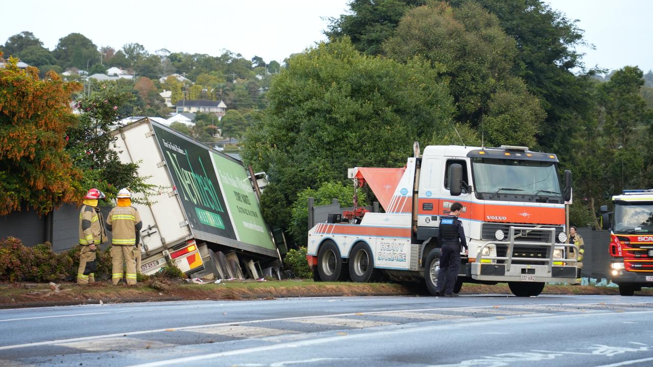 Emergency services at the scene after a truck crashed through St Joseph's School in Toowoomba on Friday, May 3.