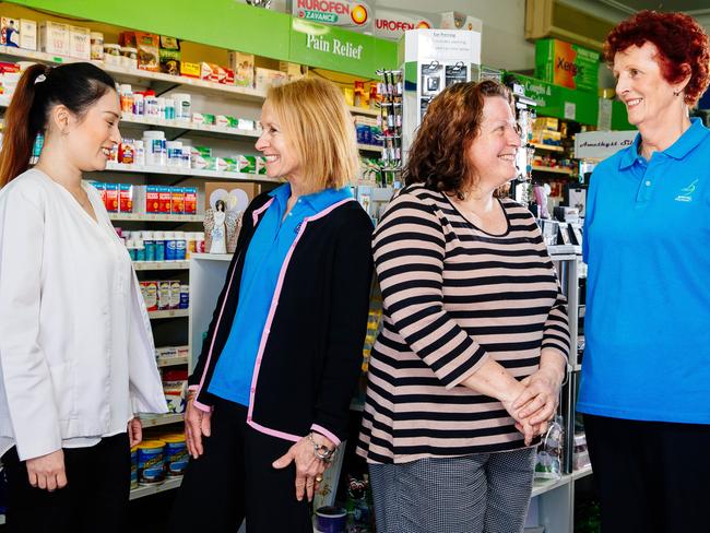 Alicia Lo Gabila, left, manager of a Birrong pharmacy with Helen Nicolaou, Suzanne Collinson and Eileen / Picture: Jonathan Ng