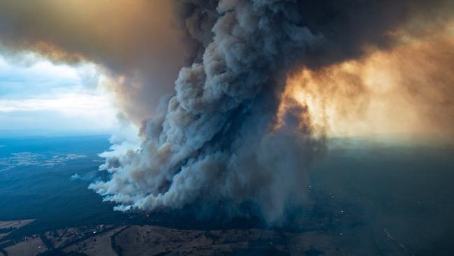 A monster fire burns through East Gippsland in Victoria. Picture: AAP