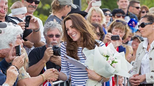 Catherine, Duchess of Cambridge meets with the public at the Westpark Marina on April 11,