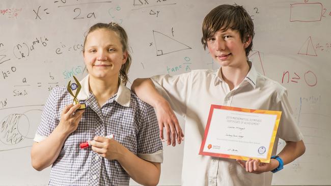 Lily Morgan and Lachlan McDougall scored in the top percentage of students. Picture: Rob Leeson.