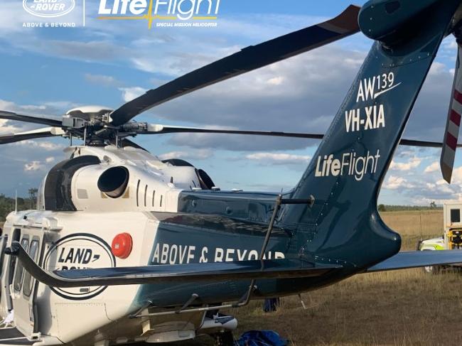 The Sunshine Coast LifeFlight helicopter crew has airlifted an elderly man to hospital, after he was injured in a quad bike crash, in the South Burnett region.