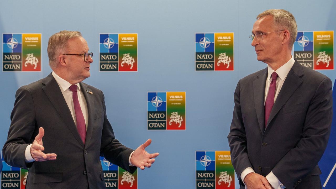 Australian Prime Minster Anthony Albanese and Secretary-general Jens Stoltenberg at NATO. Picture: Twitter