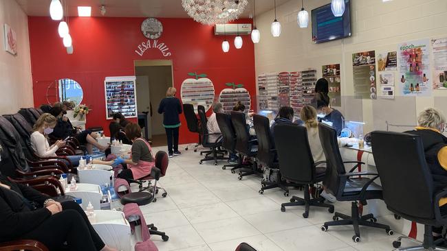 Wonthaggi's Desa Nails salon was near-full when doors opened at 9am. Picture: Brooke Grebert-Craig