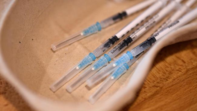 Syringes carrying doses of the Pfizer Covid-19 vaccine. Picture: AFP