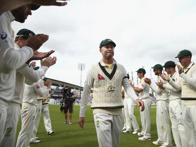 Michael Clarke of Australia walks from the ground after his last test match during day four of the 5th Investec Ashes Test match between England and Australia at The Kia Oval on August 23, 2015 in London, United Kingdom. Picture: Getty