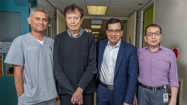 Dr Alpesh Patel, Roger Fabray, Prof. Rajiv Juneja and Prof. Jordan Li at the Flinders Medical Centre, SA. Pictured on Sunday 2nd Feb 2025. Picture: Ben Clark