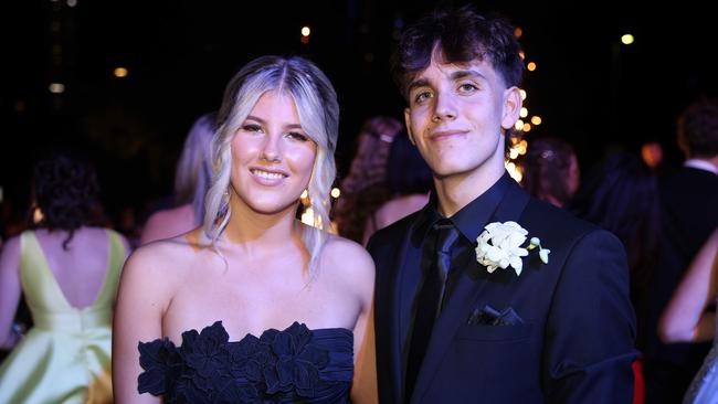 Sienna Hughes and Emilio Ramirez at Emmanuel College class of 2025 formal at HOTA for Gold Coast at Large. Picture, Portia Large.