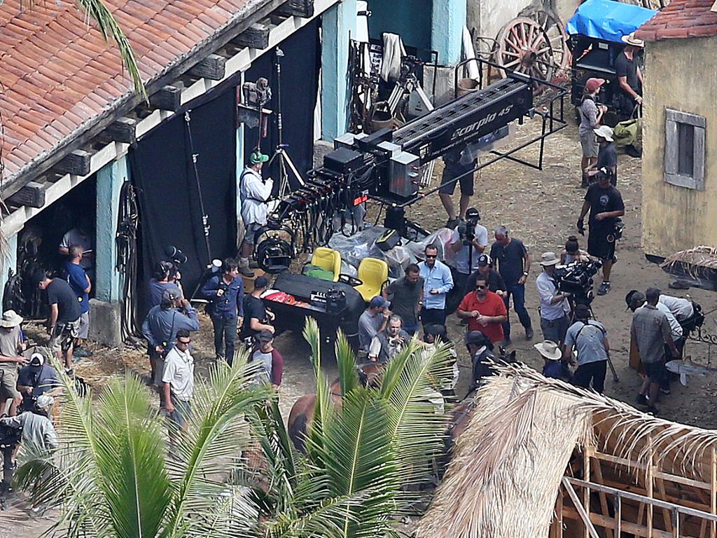 Actors and film crew on the set of Pirates of the Carribean 5,Dead Men tell no tales, at Maudsland on the Gold Coast. Picture Glenn Hampson.