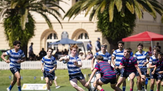 Billy Campbell takes the ball forward for Nudgee College. Picture credit: Brody Grogan Photography.